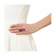 Ruby oval silver cocktail ring